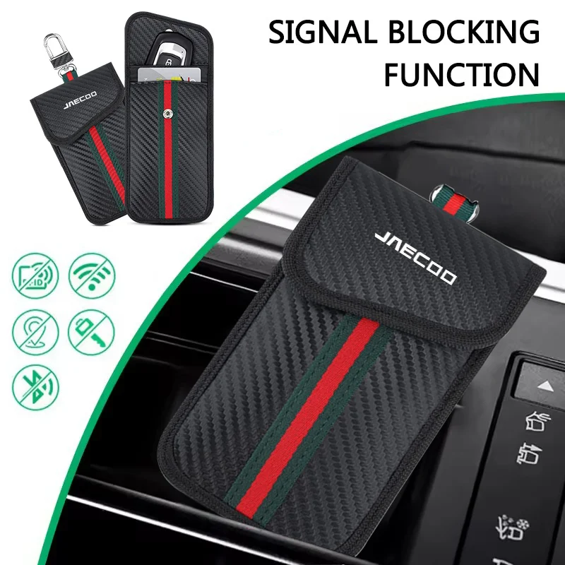 JAECOO Car Key Signal Blocker Bag RFID Faraday Cage Keyring Card Storage Pouch Anti‑Theft Key Case For JAECOO J7 J6 J9 Traveler