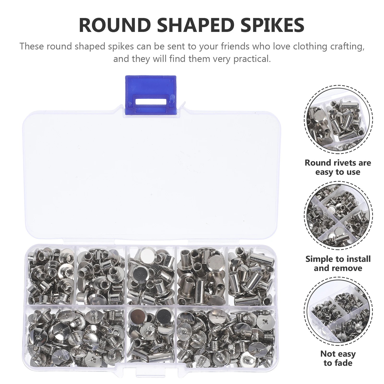

1 Box Metal Round Rivets Punk Diy Rivet Kit For Clothing Shoes Bag Accessories Spikes Studs Set Hardware Ornament