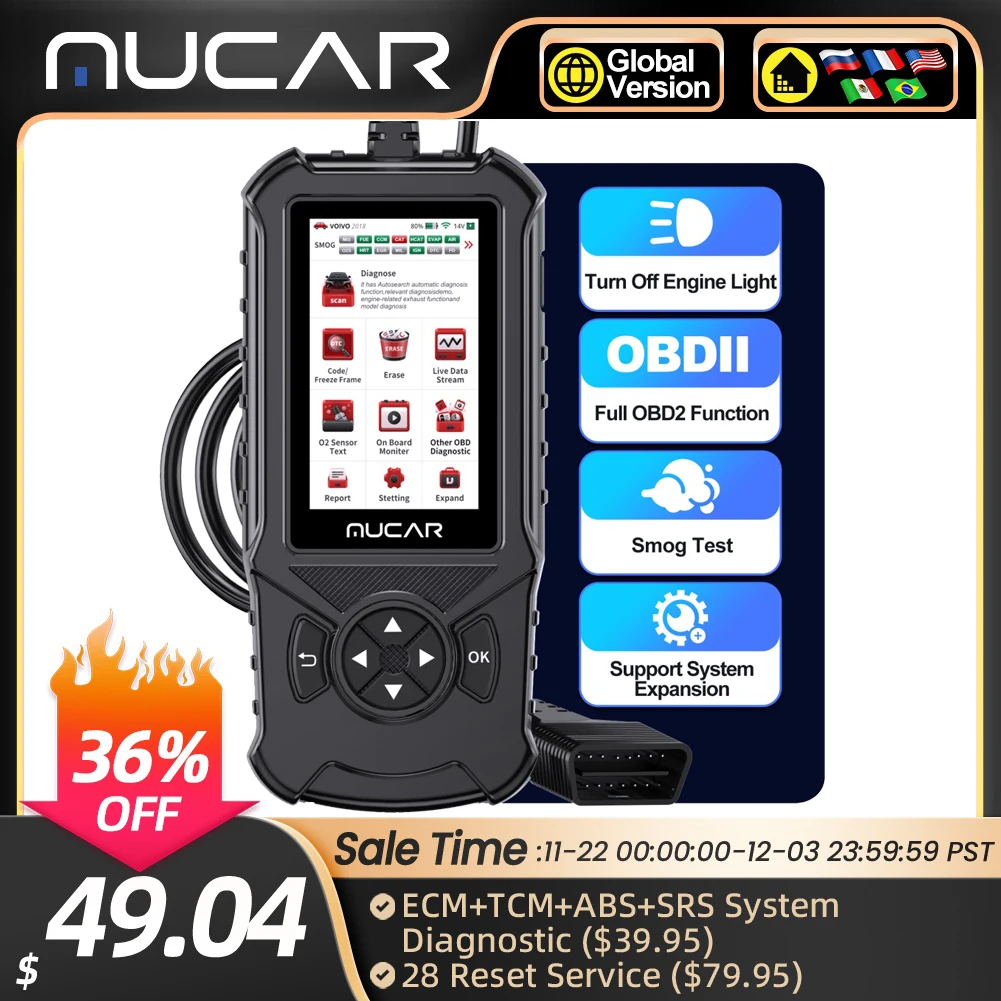 MUCAR CDE900 Scan Diagnostic Tools Lifetime Free Update OBD2 MUCAR Scanner AutoVIN  Check Engine Light Vehicle Code Reader