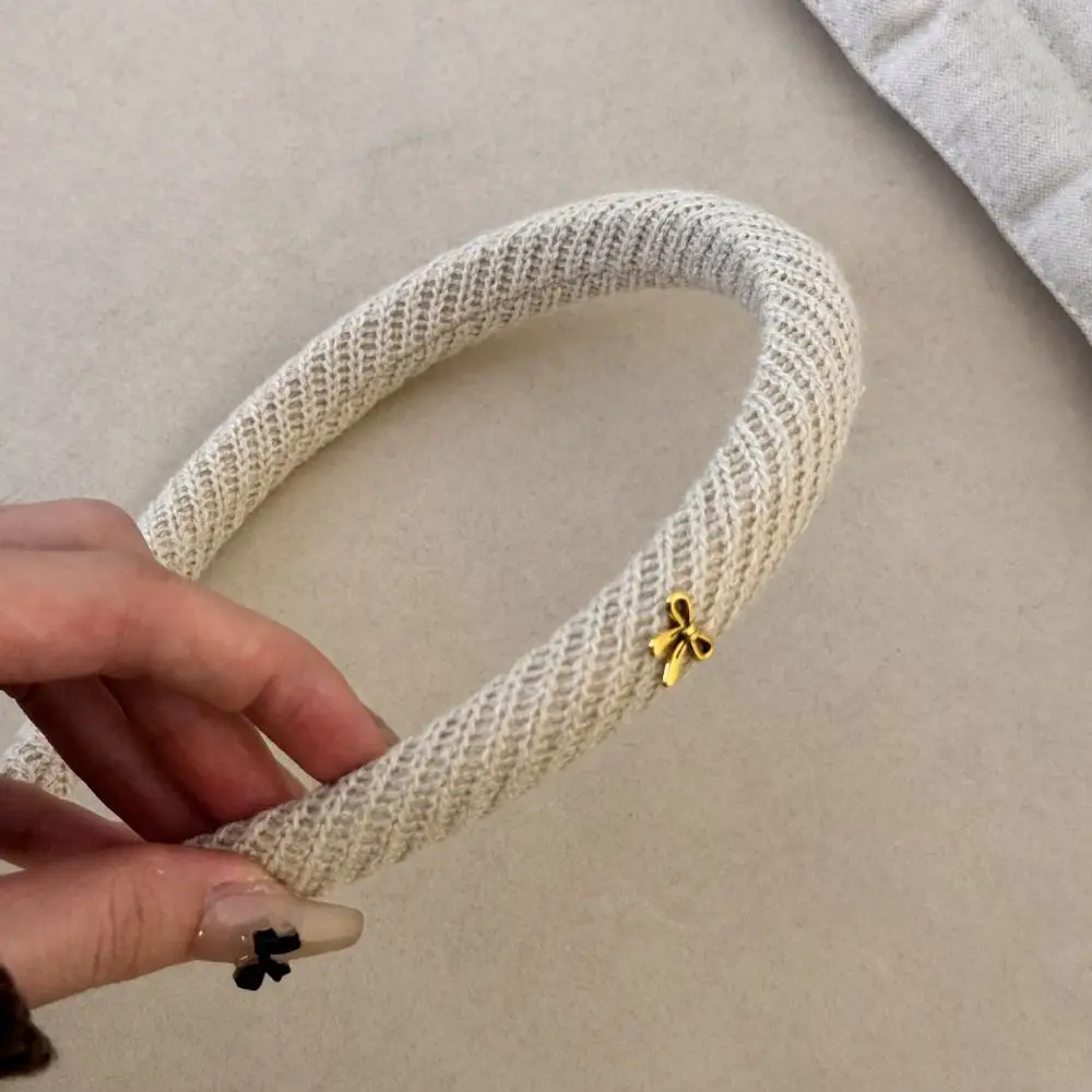 أزياء بسيطة حك غرامة عقال الحلو الكورية نمط القوس عقال الصوف الحياكة الذهبي القوس غسل الوجه هيرباند #2