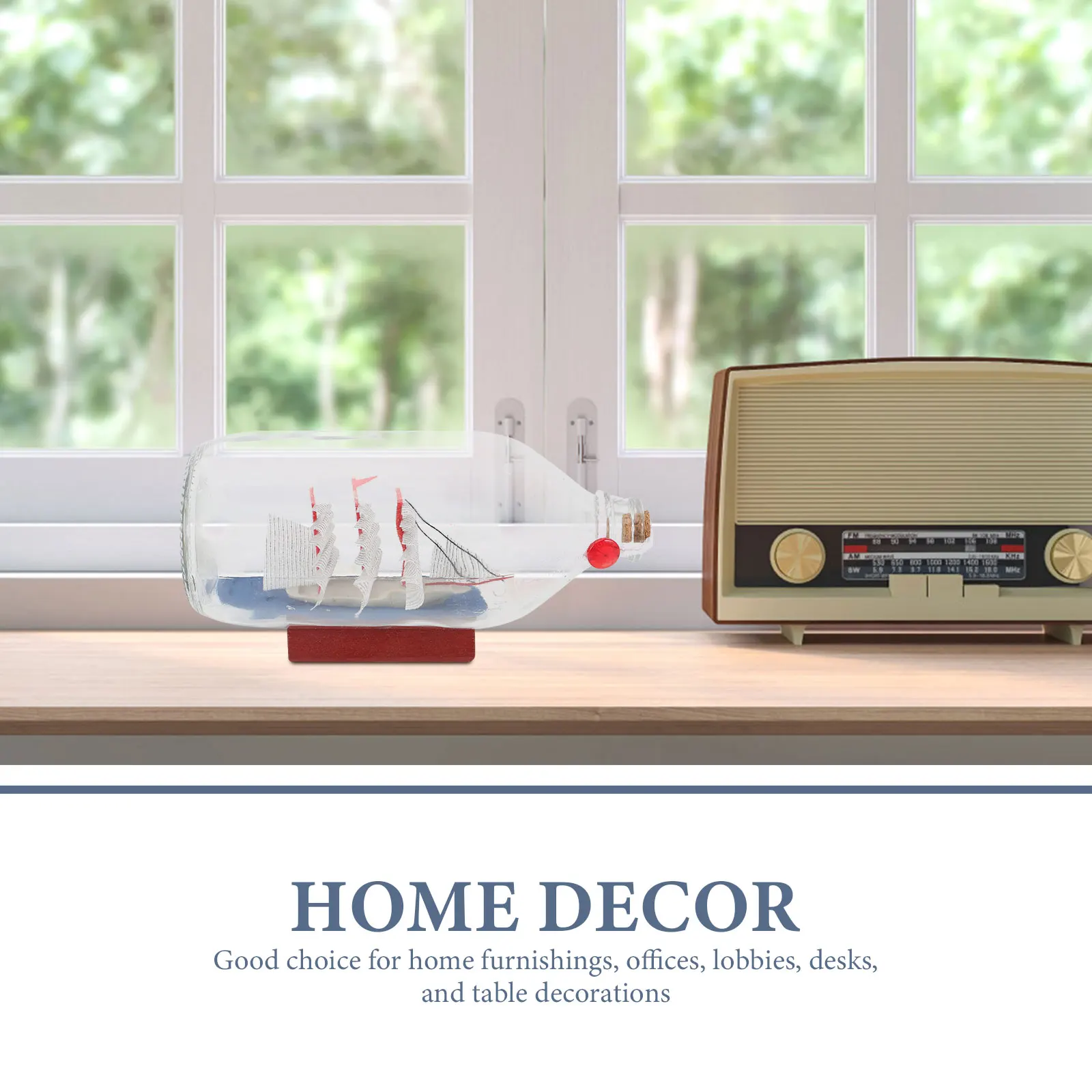 

Exquisite Drift Bottle Decorative Glass Sailboat Desktop Ornament Creative Home Decor Delicate Nautical Adornment Tabletop Craft