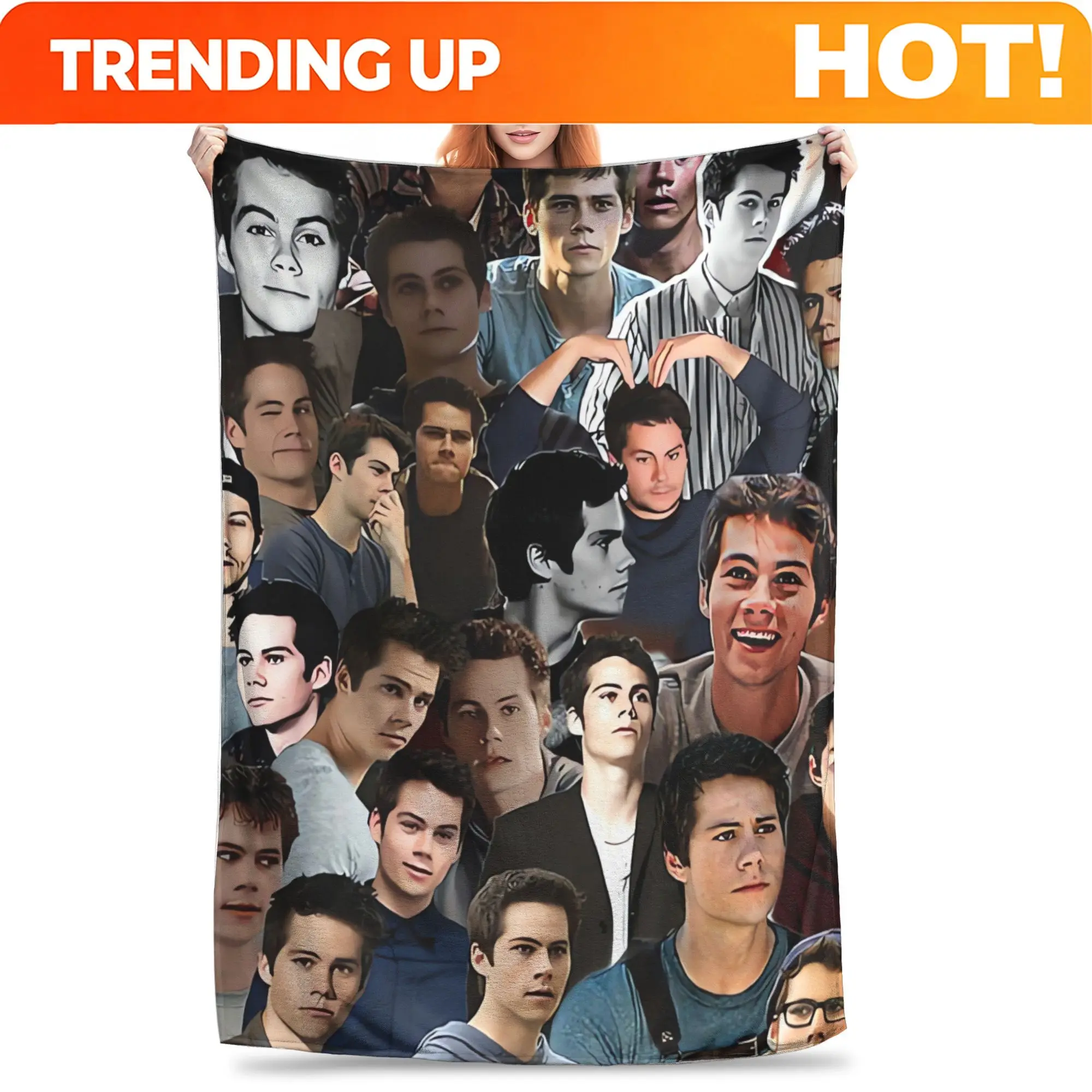 Customize Dylan O'brien Collage Minimalist Blanket for Afternoon Nap Office Breaks Casual Travel and Simple Home Lifestyle Match