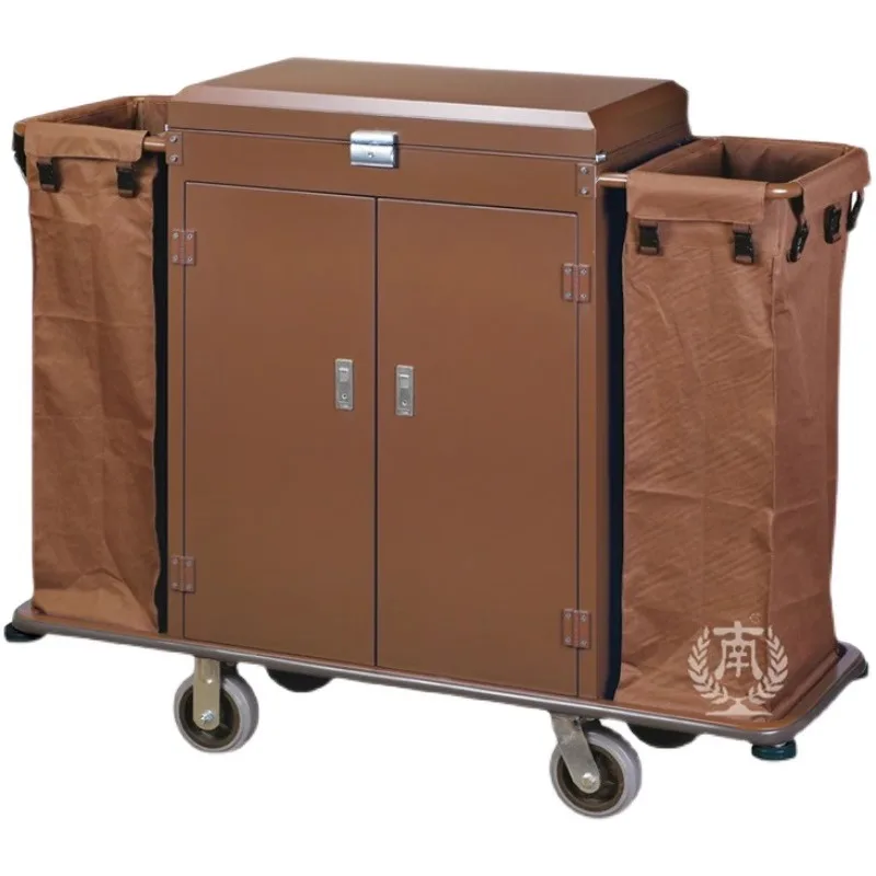 Five-star hotel hotel bilateral work service car silent room mouth car linen cart cart brown iron paint