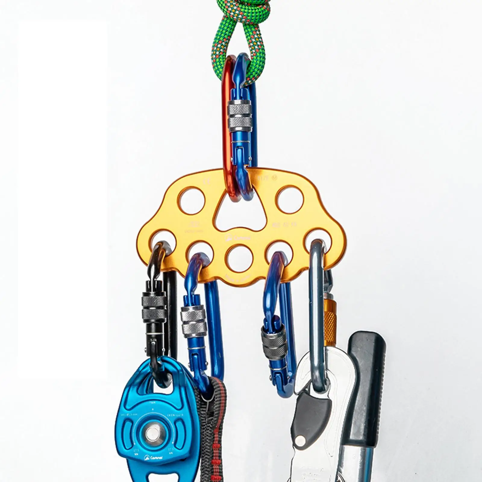 Climbing Plate Aluminum Alloy, 8 Holes Paw Rigging Plate with Multi Anchor for Outdoor Climbing High Level Work