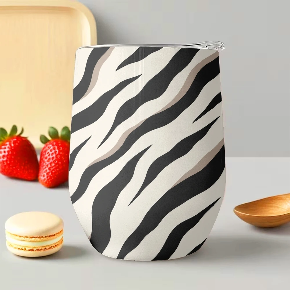 Leopard zebra cow print Vacuum Flasks 12oz Insulated Stainless Steel Mug with Lid Double Wall Vacuum Hot Cold Drink Cup