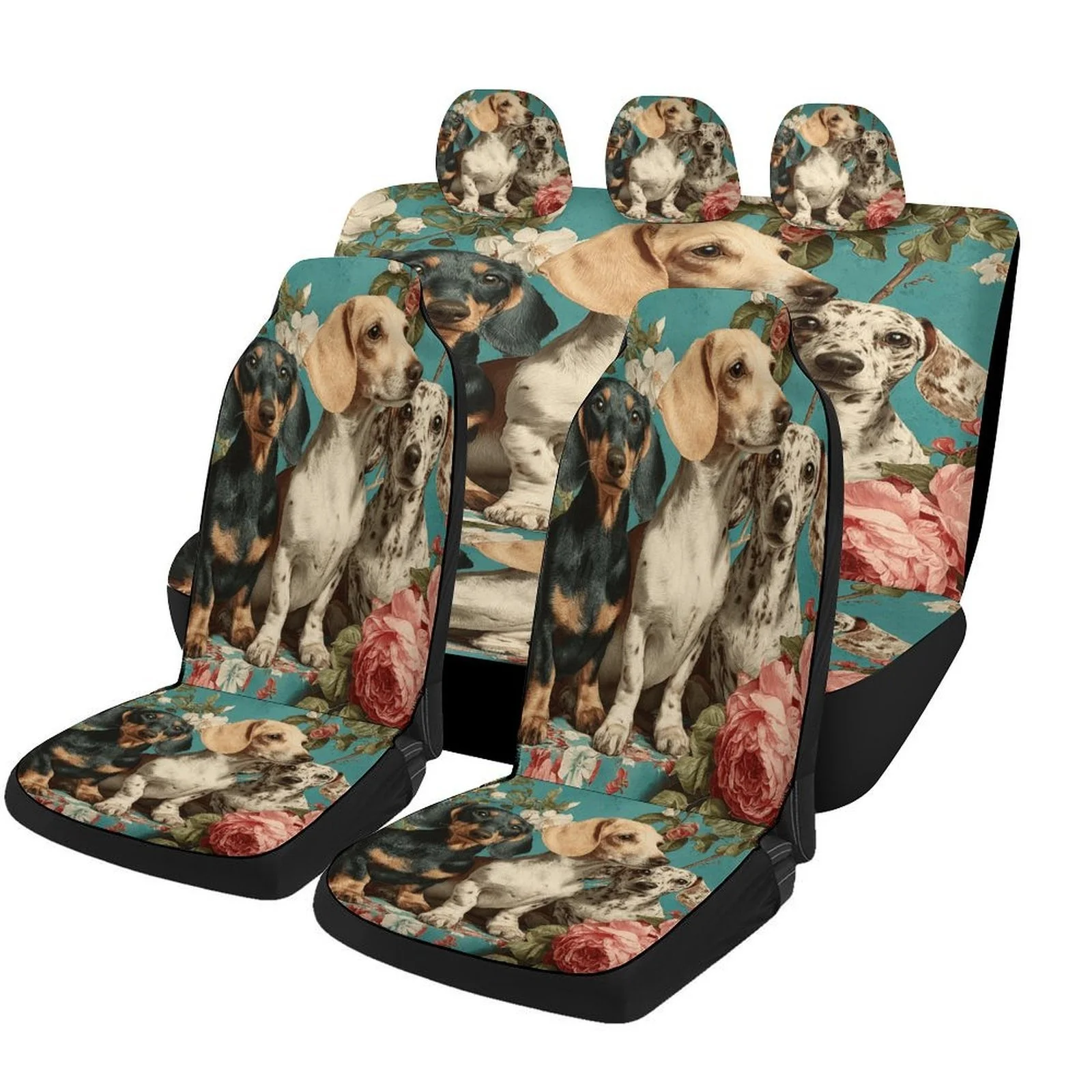 

Dachshund Trio Themed Car Seat Cover Set For Most Cars, Trendy Novelty Car Seat Protector Covers Full Set, Universal Car Seat Co