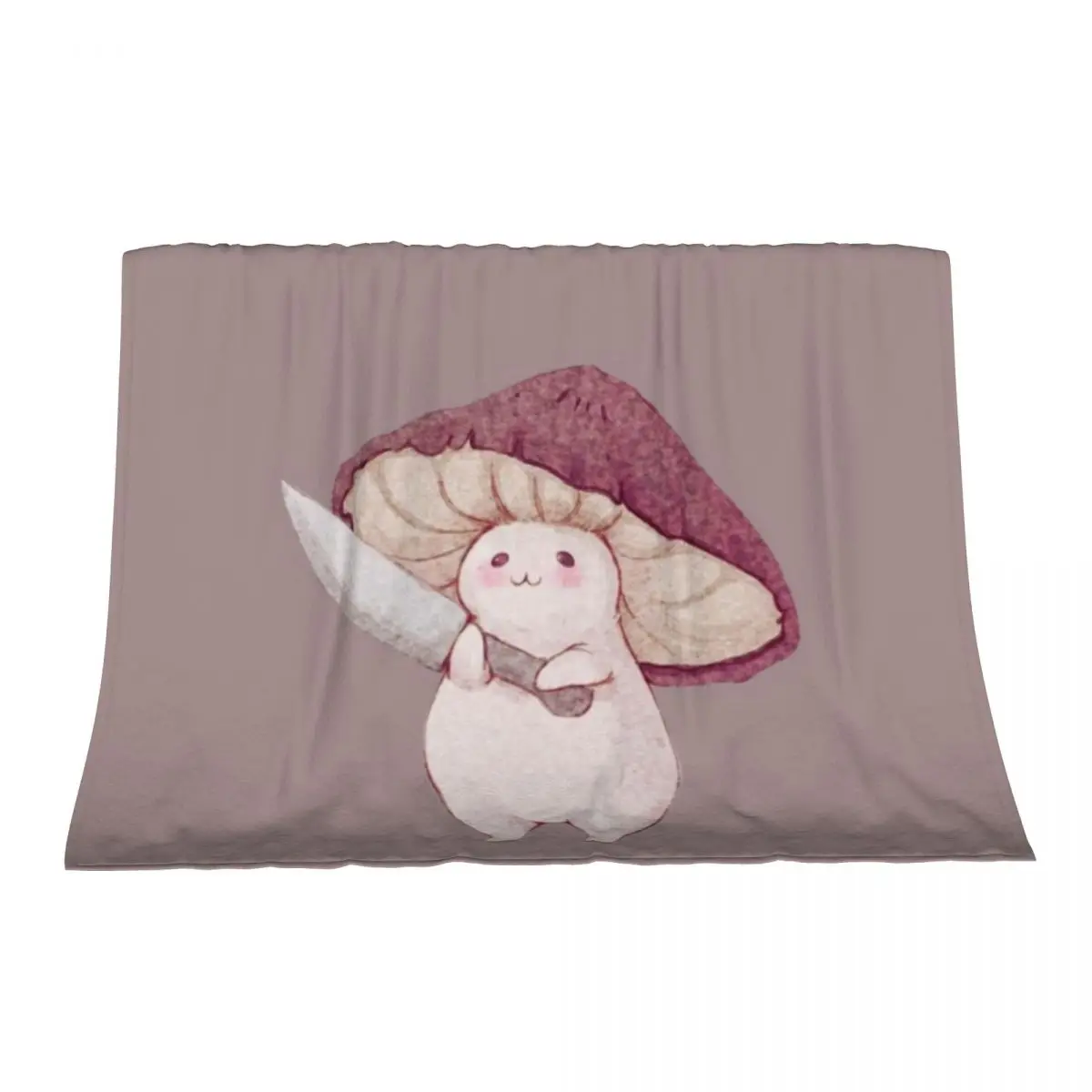 

Cute mushroom with a knife Throw Blanket Flannels Warm Blankets Sofas Of Decoration for babies Blankets