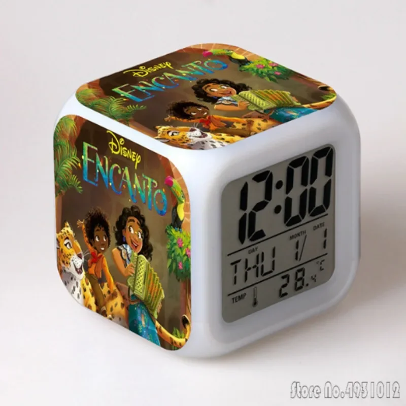 Anime Magic Filled The House Encanto Alarm Clock Creative Student 8x8x8cm LED Cube with Colorful Light Display Time Week Month