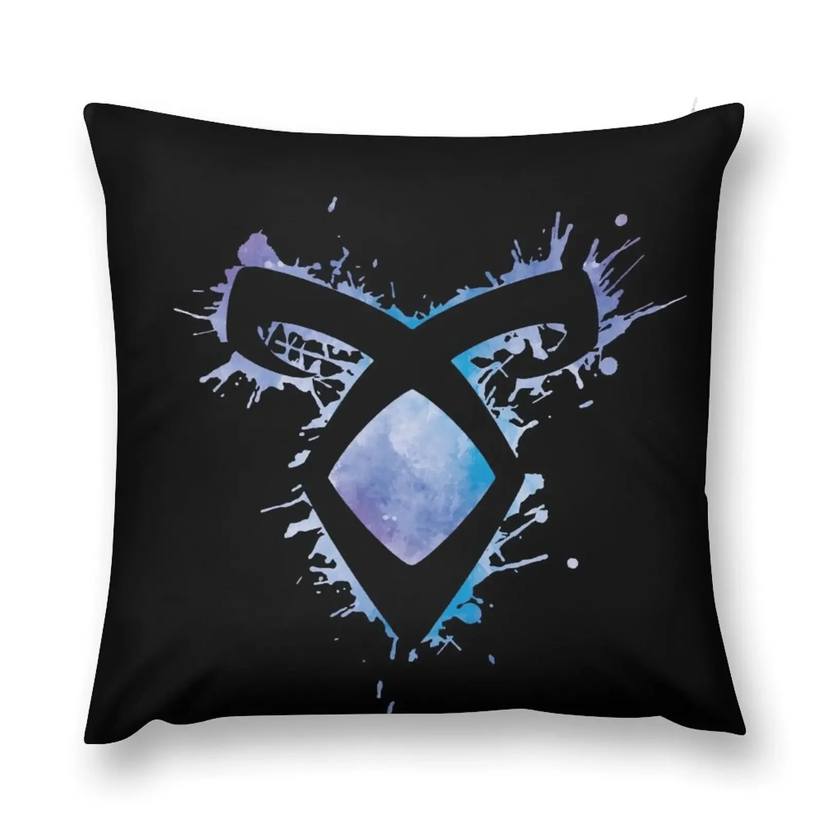 Shadowhunters rune - Angelic power rune voids and outline splashes (blue watercolour) - Clary, Alec, Izzy, Jace, Ma Throw Pillow