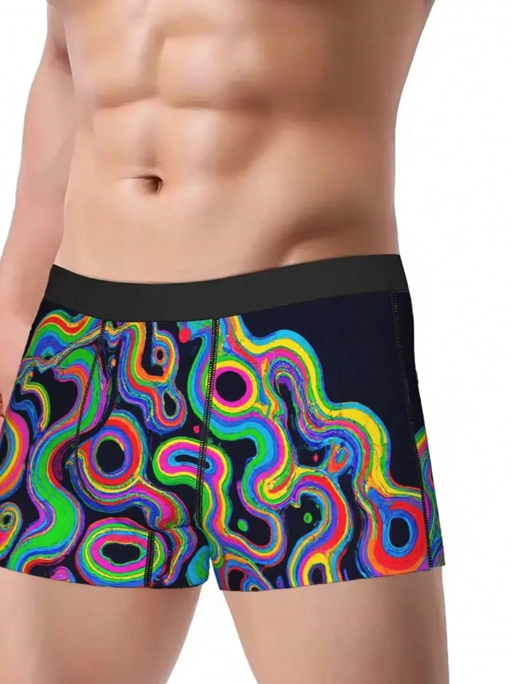 

Мужские разноцветные трусы-боксеры с абстрактным принтом, мягкие, эластичные, дышащие