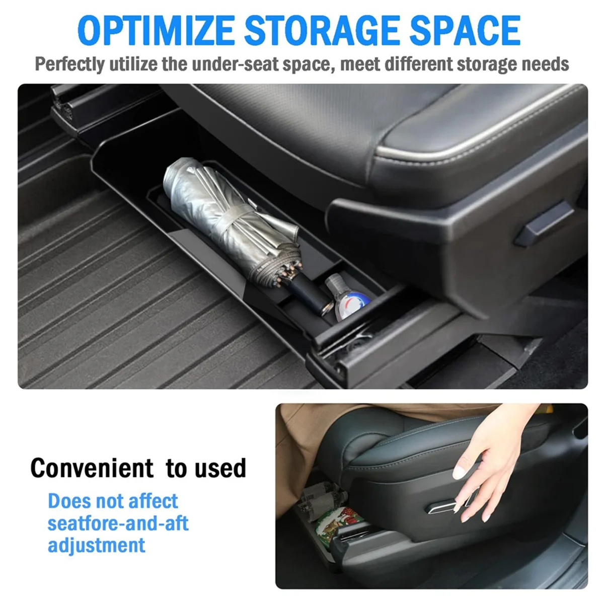 Front Under Seat Storage Box for Cybertruck 2024 Underseat Storage Hidden Tray Box Organizer Accessories