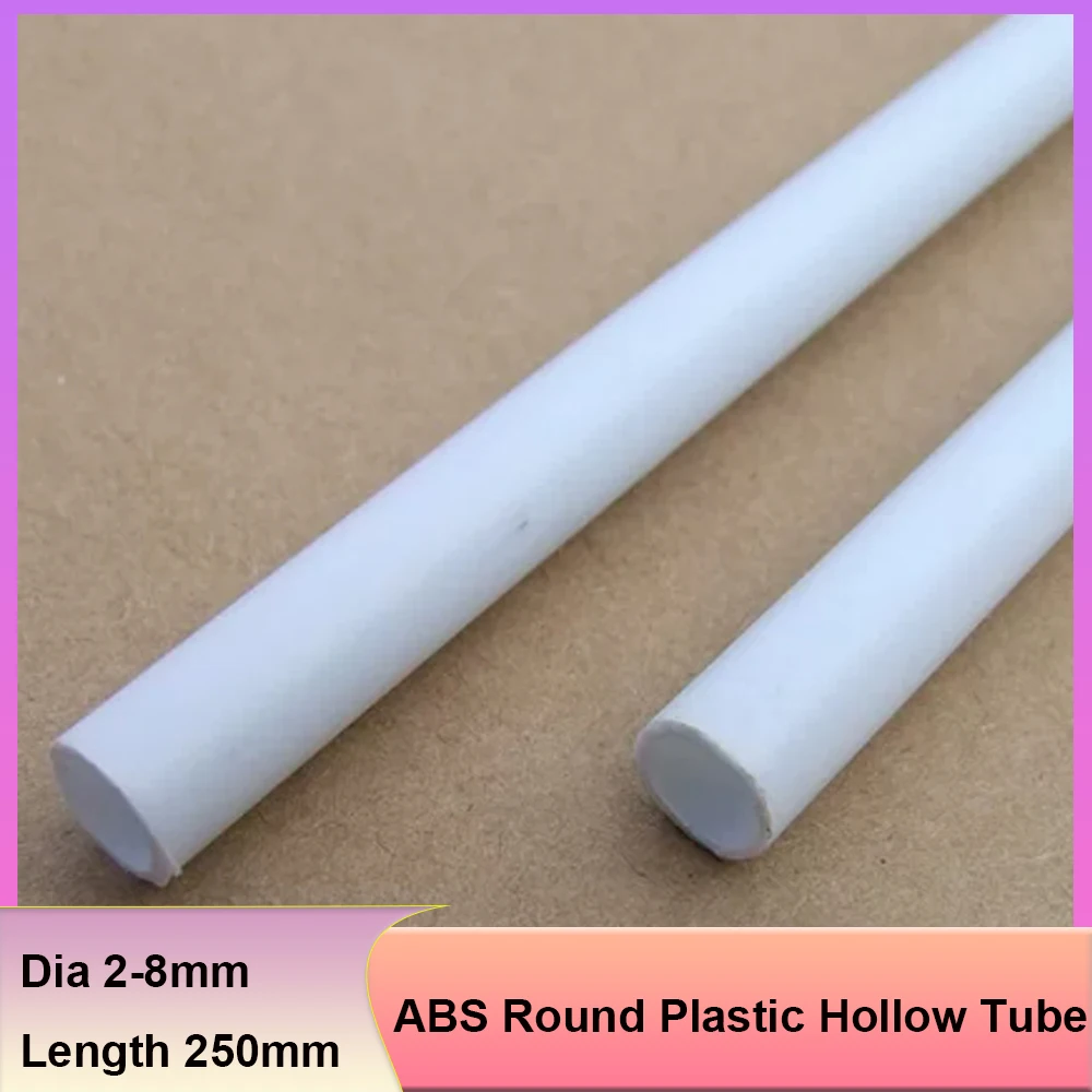 1-20Pcs White ABS Round Plastic Hollow Tube Dia 2-8mm Length 250mm DIY Handmade Sand Table Material Model Accessories