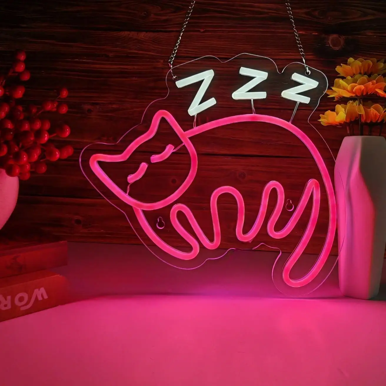 Sleep Cat Neon Sign Led Neon Light For Kids Room Bedroom Cafe Bookstore Yoga Studio Dorm Lounge Apartment Party Art Display Gift