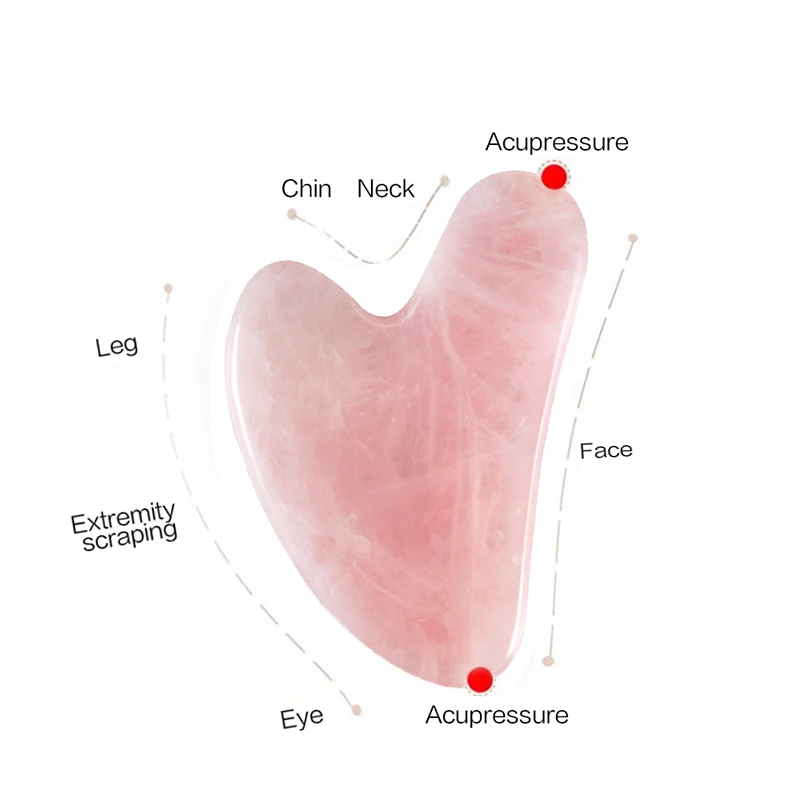 Natural Rose Pink Gua Sha Massage Board Jade Face Scraper Tool for Neck Back Body Skin Care Lymph Drainage Beauty Massage