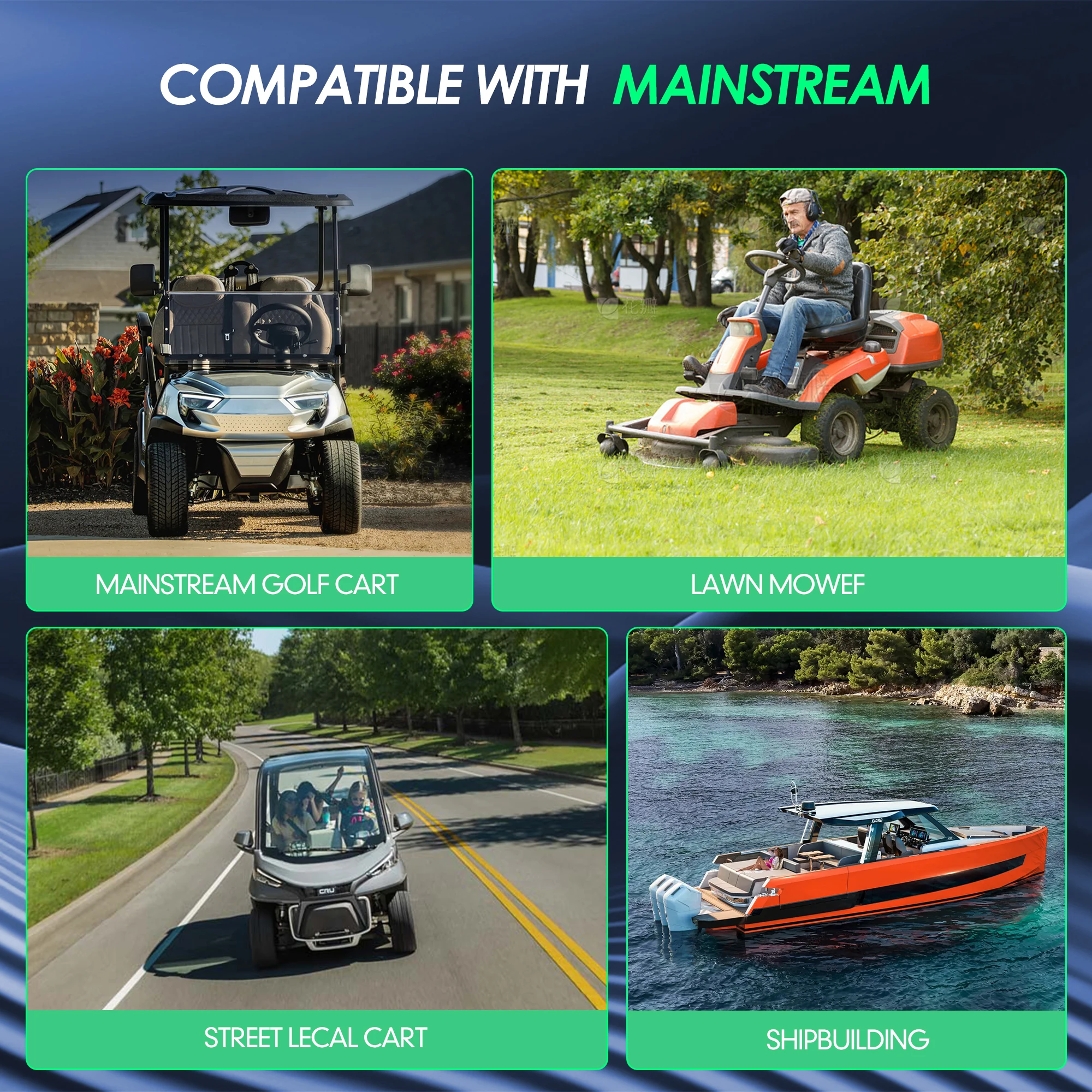 36 В (38,4) Литиевая батарея для тележки для гольфа LiFePO4, 100 Ач, с сенсорным монитором BMS 200 А, до 6000 циклов, срок службы 10 лет, низкая температура