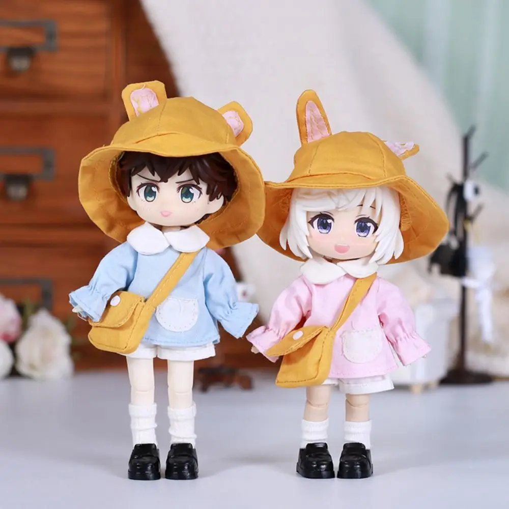 

Kindergarten Ob11 Doll Clothes Rabbit Bear Ears Fisherman Hat Obitsu11 School Uniform Dress Up Handmade BJD Doll Outfit