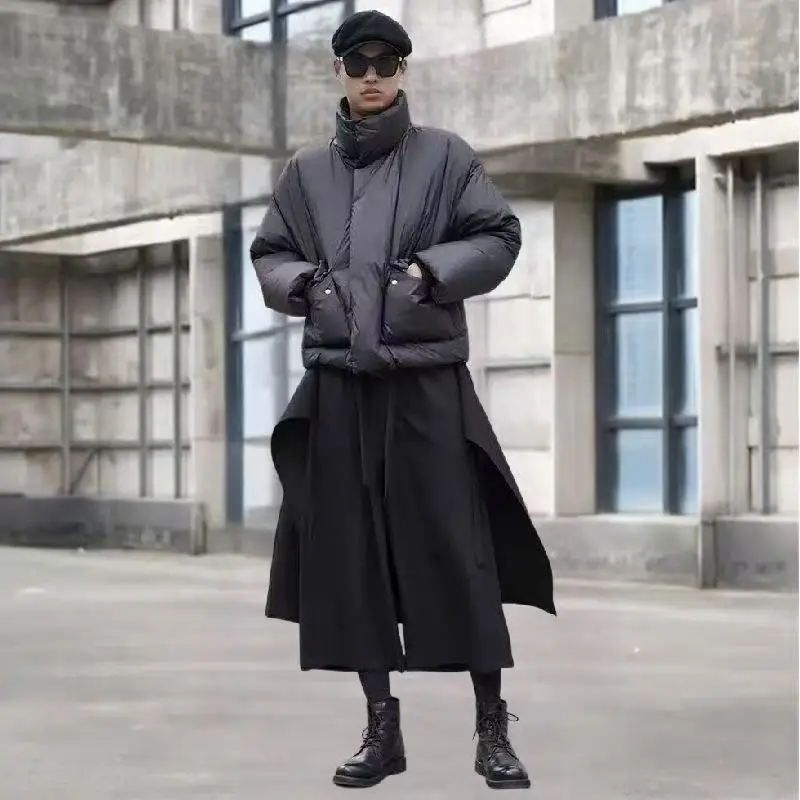 กางเกงขากว้างผู้ชาย Joggers Streetwear Elastic เอว 2025 ไม่สม่ําเสมอกระโปรงกางเกงหลวม Punk Pantalon 3XL