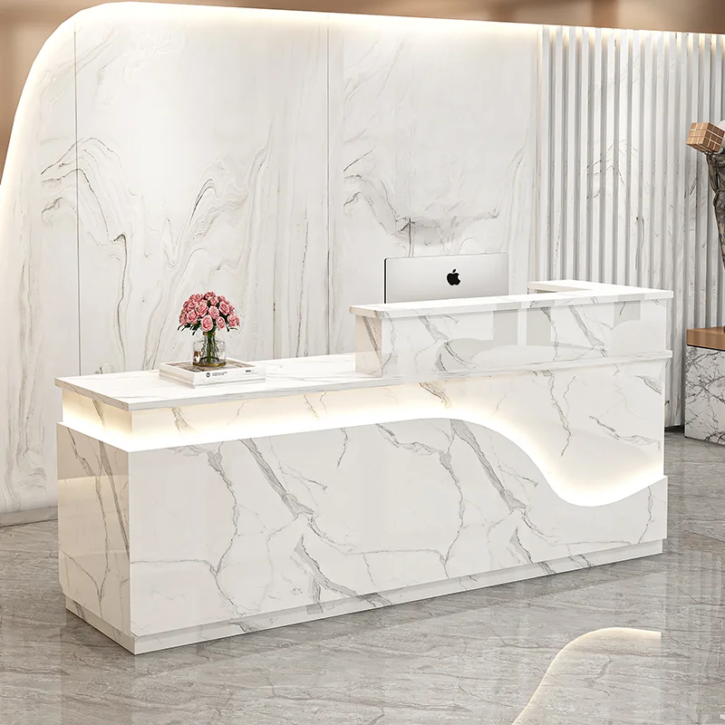 White Light Reception Desks Design Stylish Modern Luxury Reception Desks Office Front Mostrador Negocio Commercial Furniture