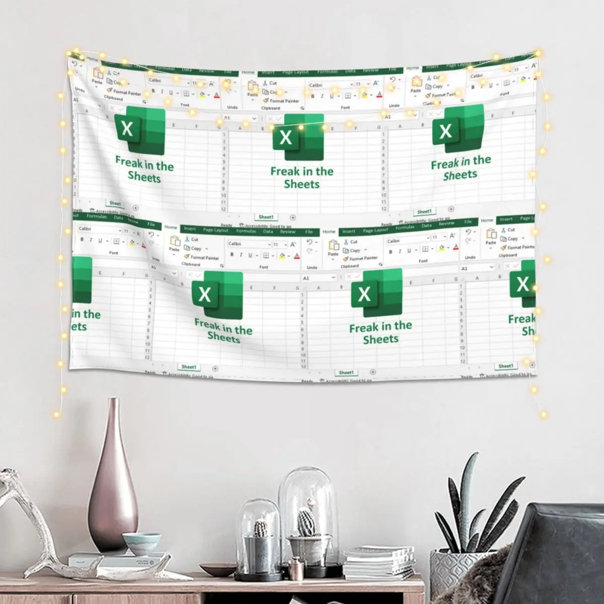 Freak In The Sheets Excel Spreadsheet Tapestry Art Wall Hanging Aesthetic Home Decor Tapestries for Living Room Bedroom Room