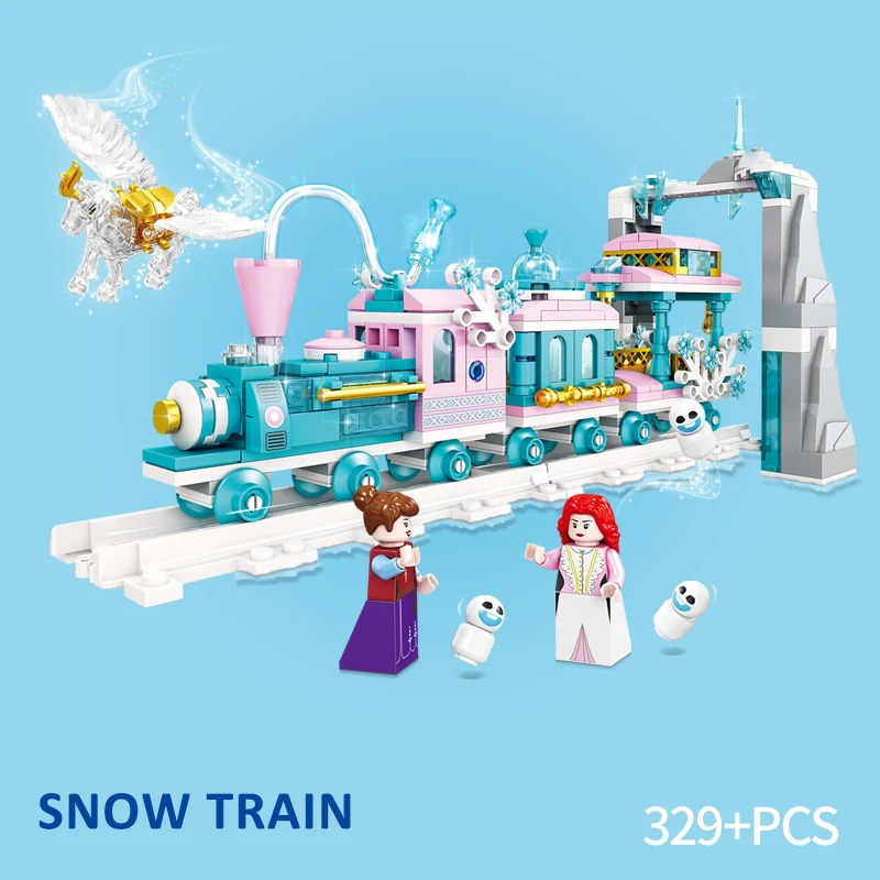 Ice and Snow Train Building Block Set Children's Early Education Assembled Building Block Model Educational Children's Toys