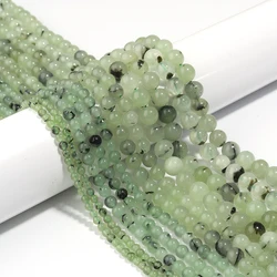 1 Strand 4/6/8/10mm Prehnite Stone Beads Green Color Natural Stone Beads Loose Beads For Jewelry Making DIY Bracelet Necklace