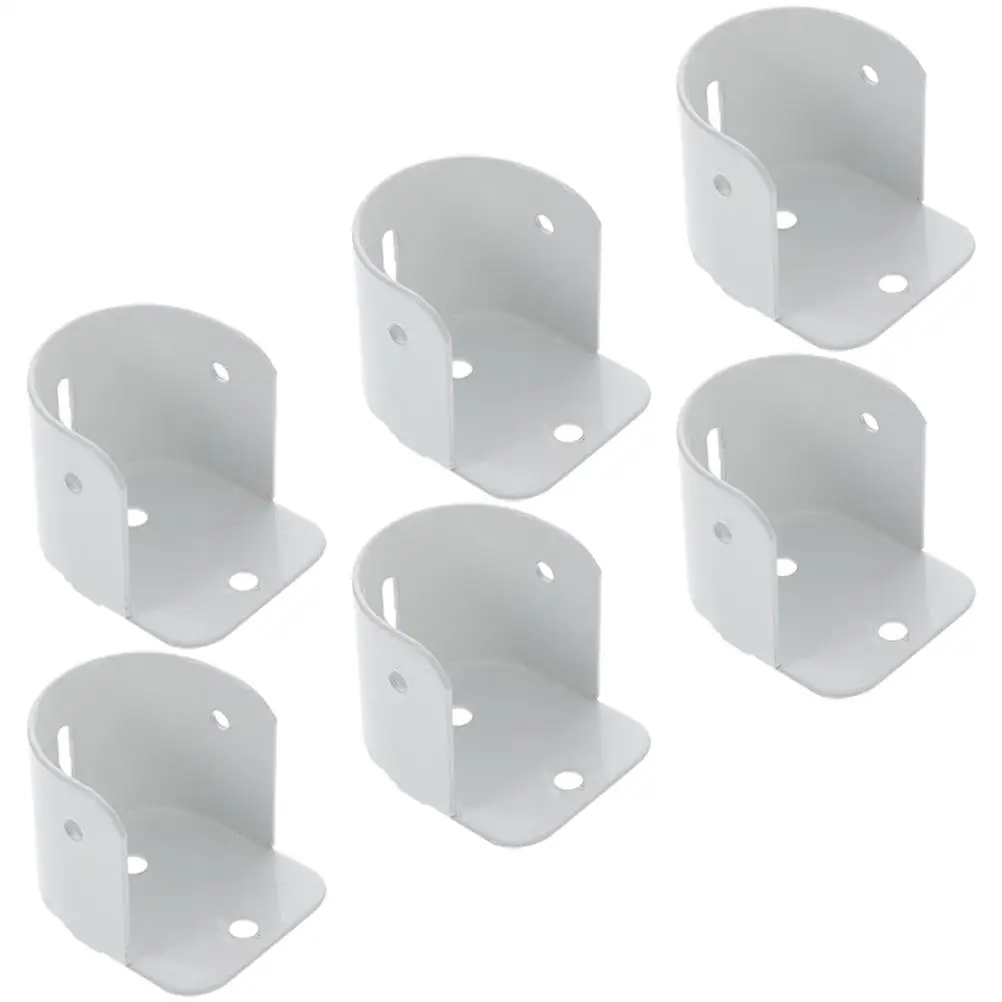 

6 Pcs Curtain Rod Accessories Iron Flange Mounts White Easy Installation Closet Bracket Bar Support Shower Holder Bathroom