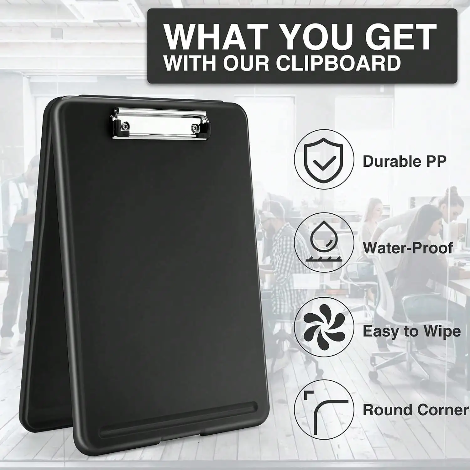 Foldable Plastic Storage Clipboard, Low‑Profile Clip Design, Hanging Storage Case for Daily Work Use image 5