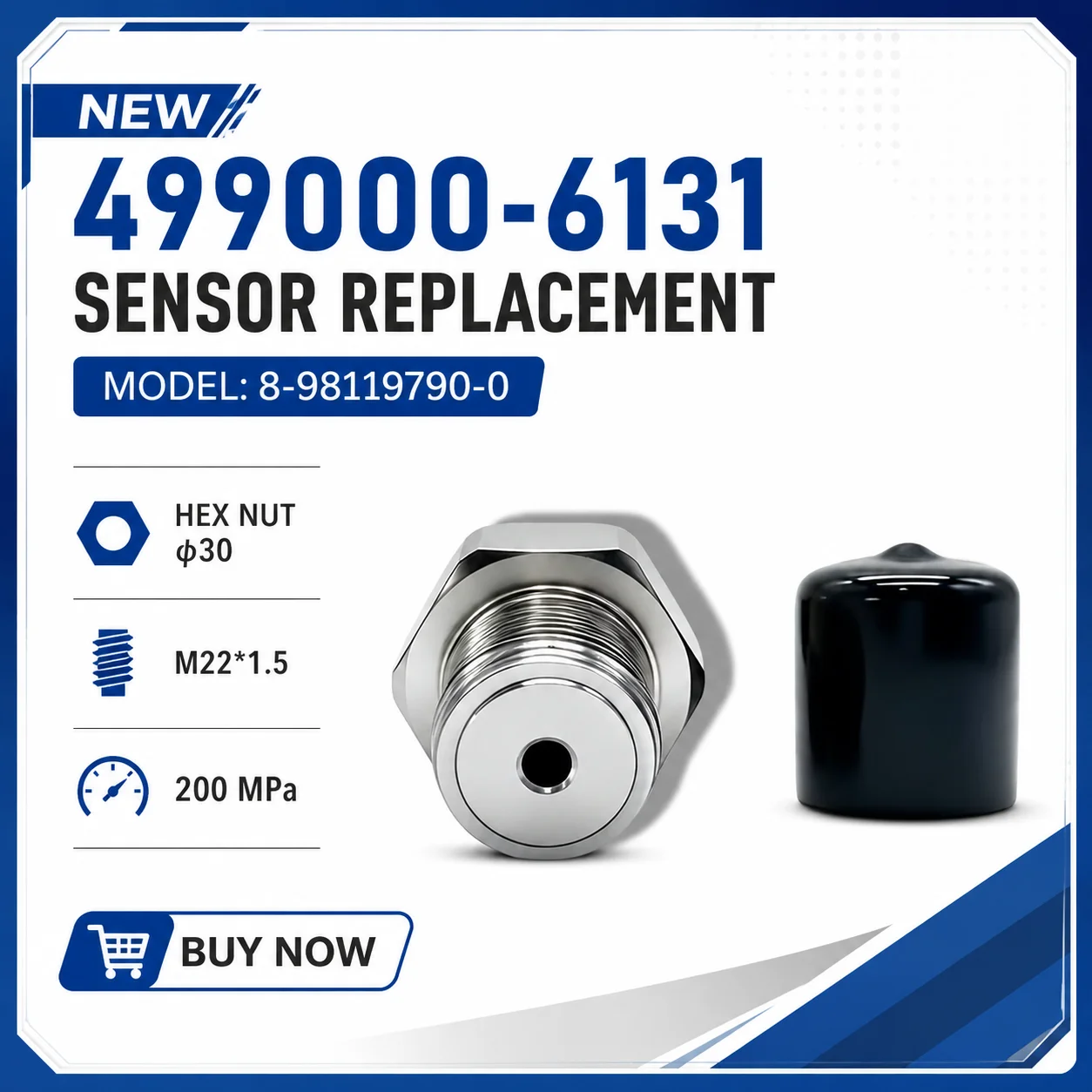 Для Denso Nissan Isuzu, новый датчик 499000-6131, модель 8-98119790-0, шестигранная гайка φ30, M22*1.5, 200 МПа, LH1130.