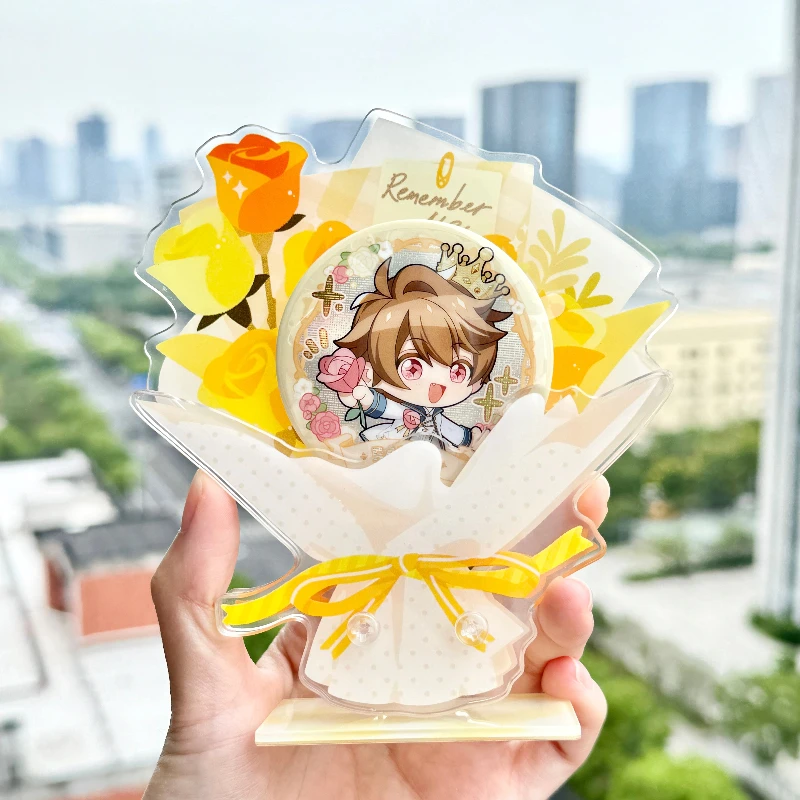 Flower Bouquet Acrylic Badge Holder Ornaments for 58mm 65mm 75mm Anime Badge Display Creative Design Fashion Badges Decor New