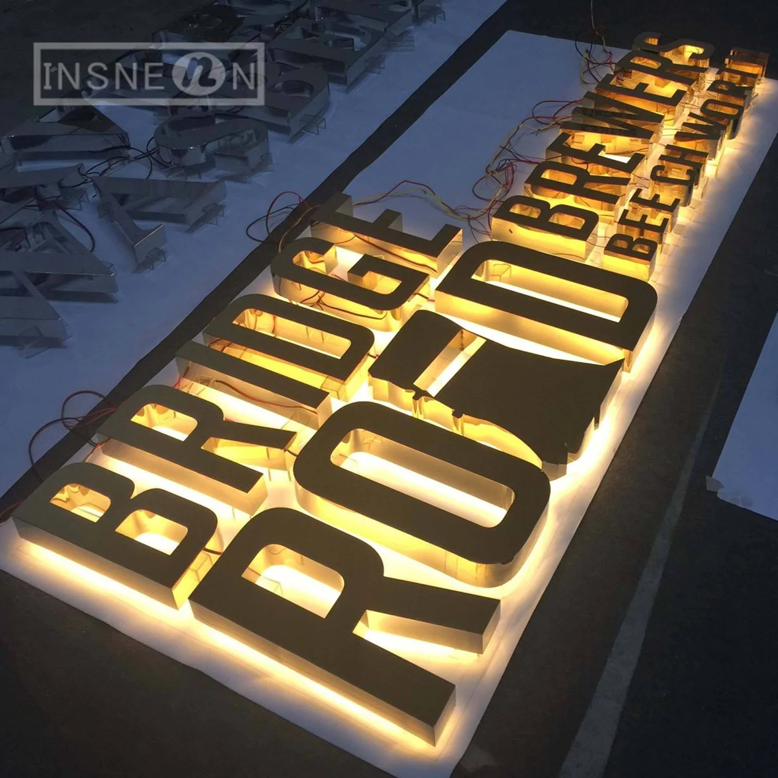 

Custom Backlit Letter Stainless Steel Luminous Character Metal Waterproof Outdoor Company Indoor Office LED Sign