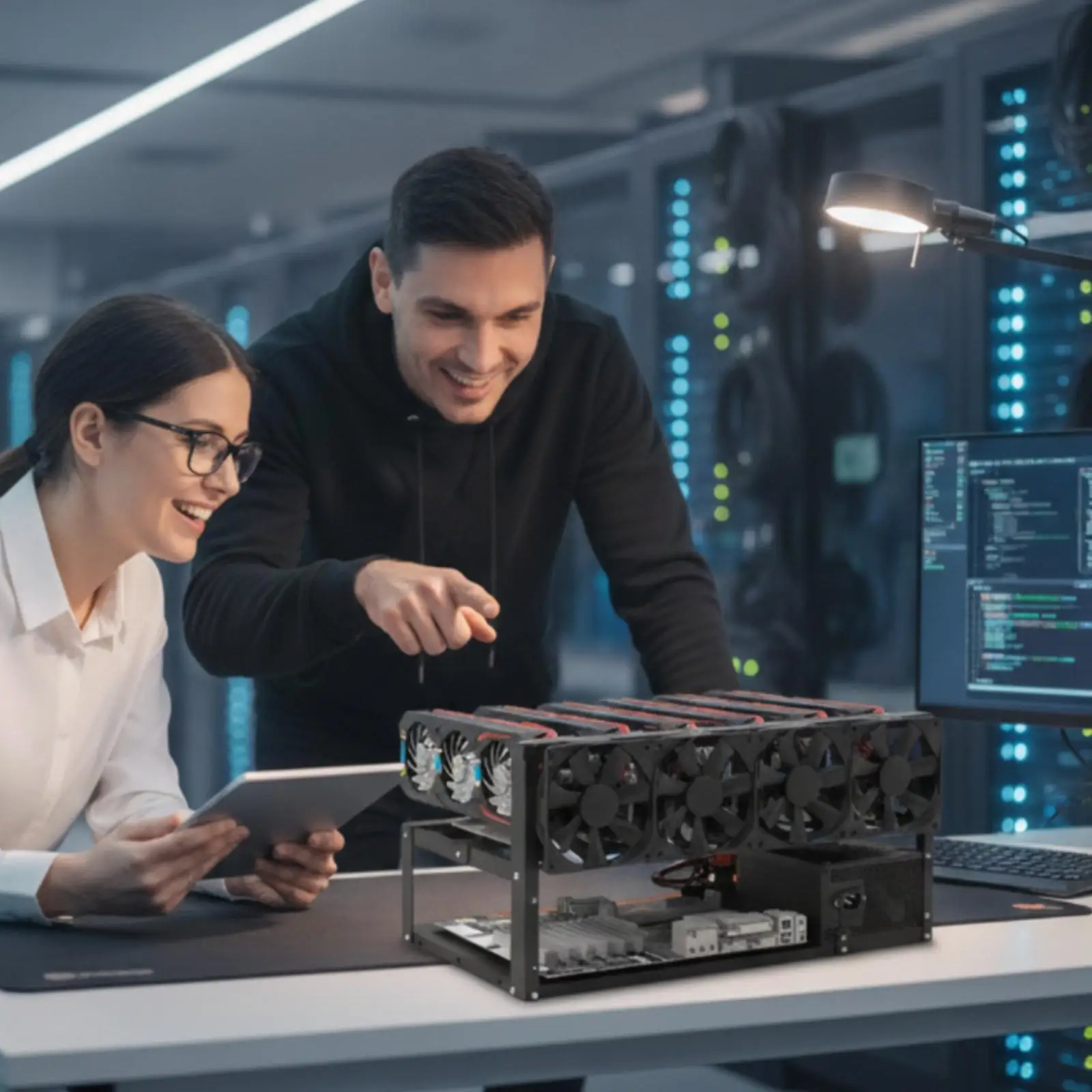 6-GPU Mining Rack Ventilated Airflow Prevents Overheating for Mining