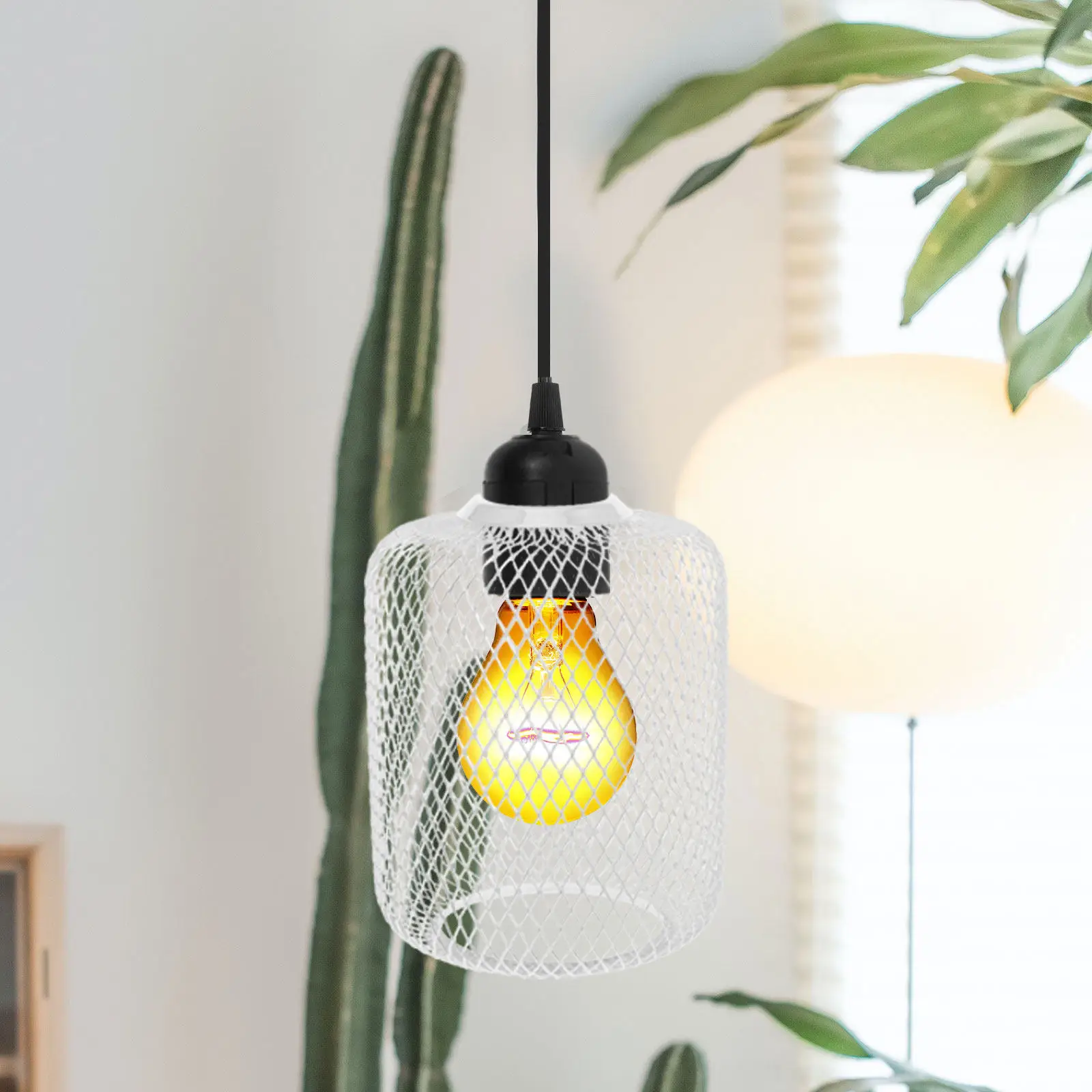 Iron Wire Hollow Out Pendant Lampshade Metal Ceiling Light Shade Soft Light for Living Room Dining Bedroom Lampshade