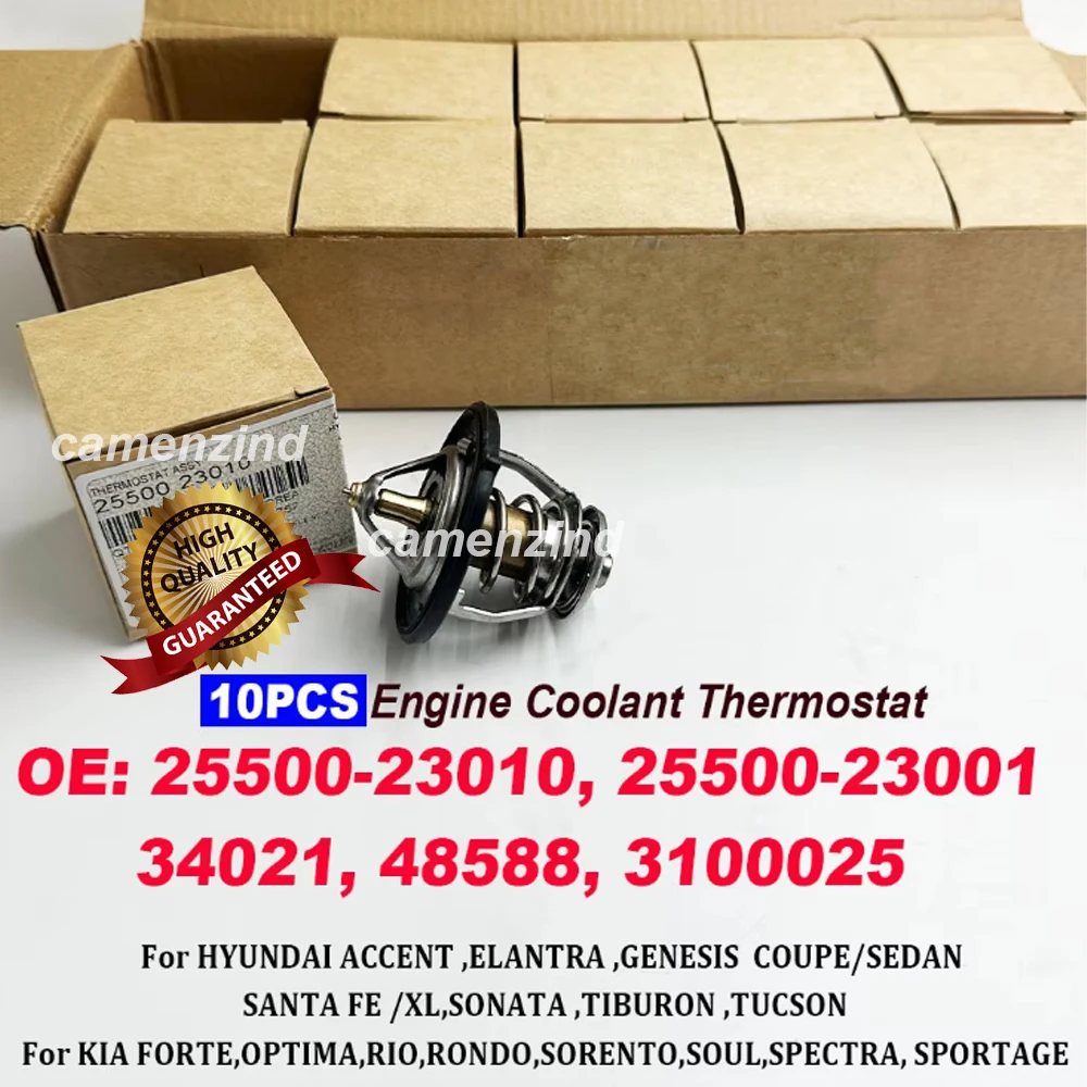 

10PCS 2550023010 25500-23010 Engine Coolant Thermostat 2550013001 2550023001 For H-yundai SANTA FE For K-IA SOUL 2010-2013
