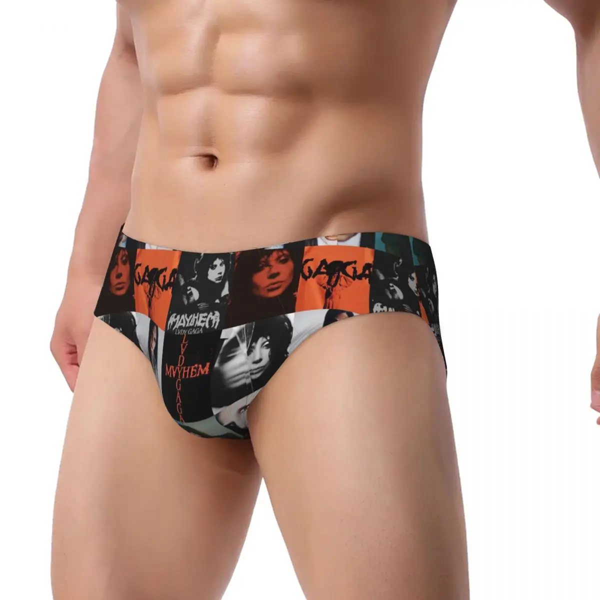 Custom Lady Gaga Mayhem Music Singer Briefs Underwear Mens Breathable Stretch Panties
