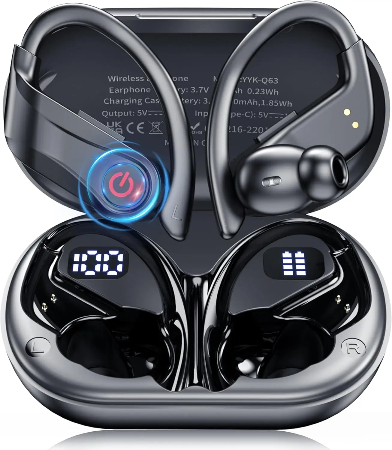 

Спортивные Bluetooth-наушники 6.1 с временем работы до 120 часов, шумоподавлением, защитой от пота и LED-дисплеем на корпусе.