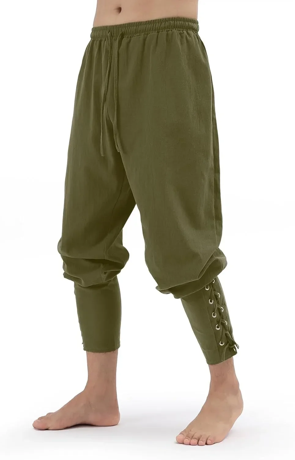 Herren Frühling Sommer Vintage Mittelalterliche Wikinger Baumwoll-Leinen-Hosen Halloween Mode Vintage Herrenhosen – Detail 9