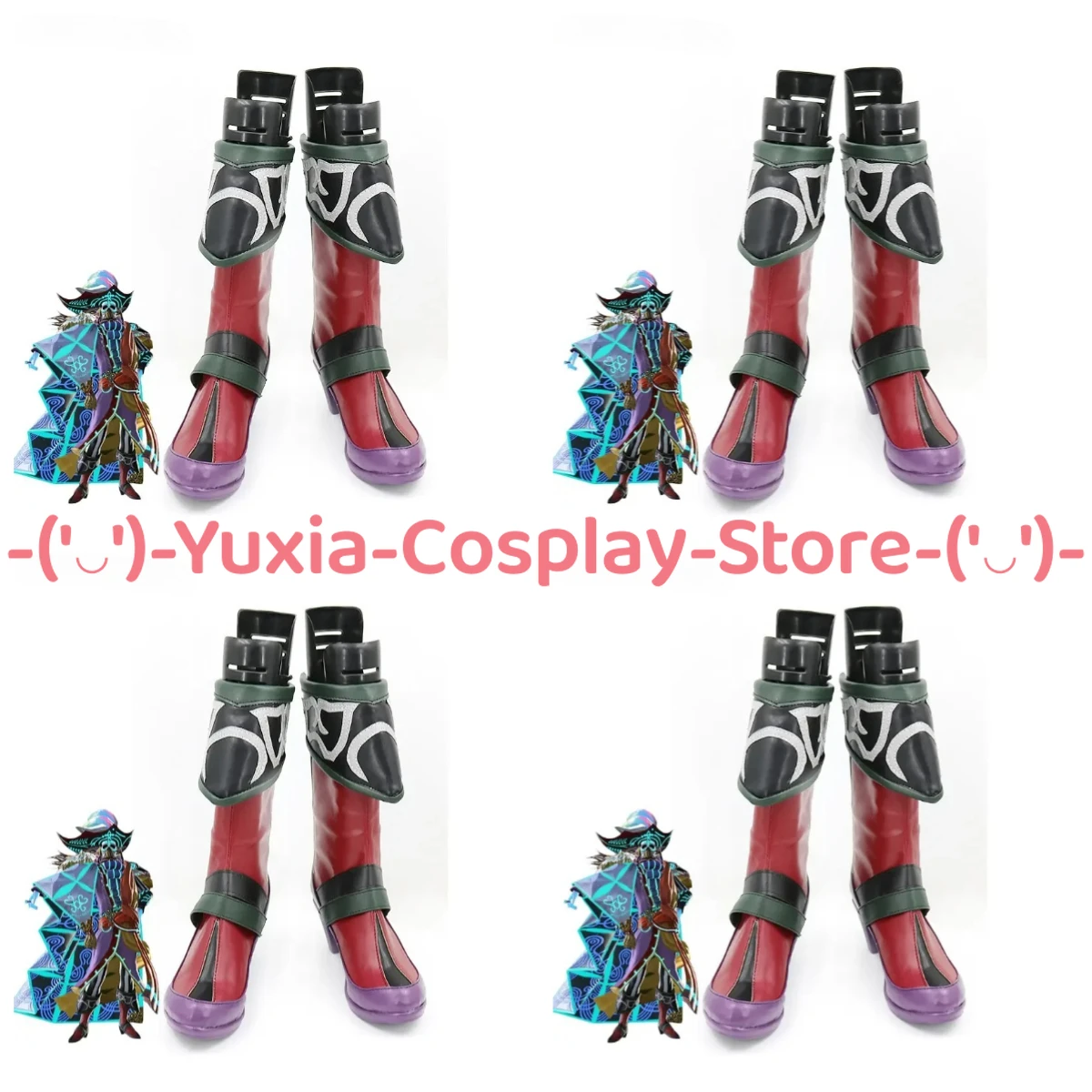 

Yuxiacosplay! FxF XIV Amon Cosplay Shoes Anime Game Character Prop PU Leather Boots Halloween Carnival Party Costume