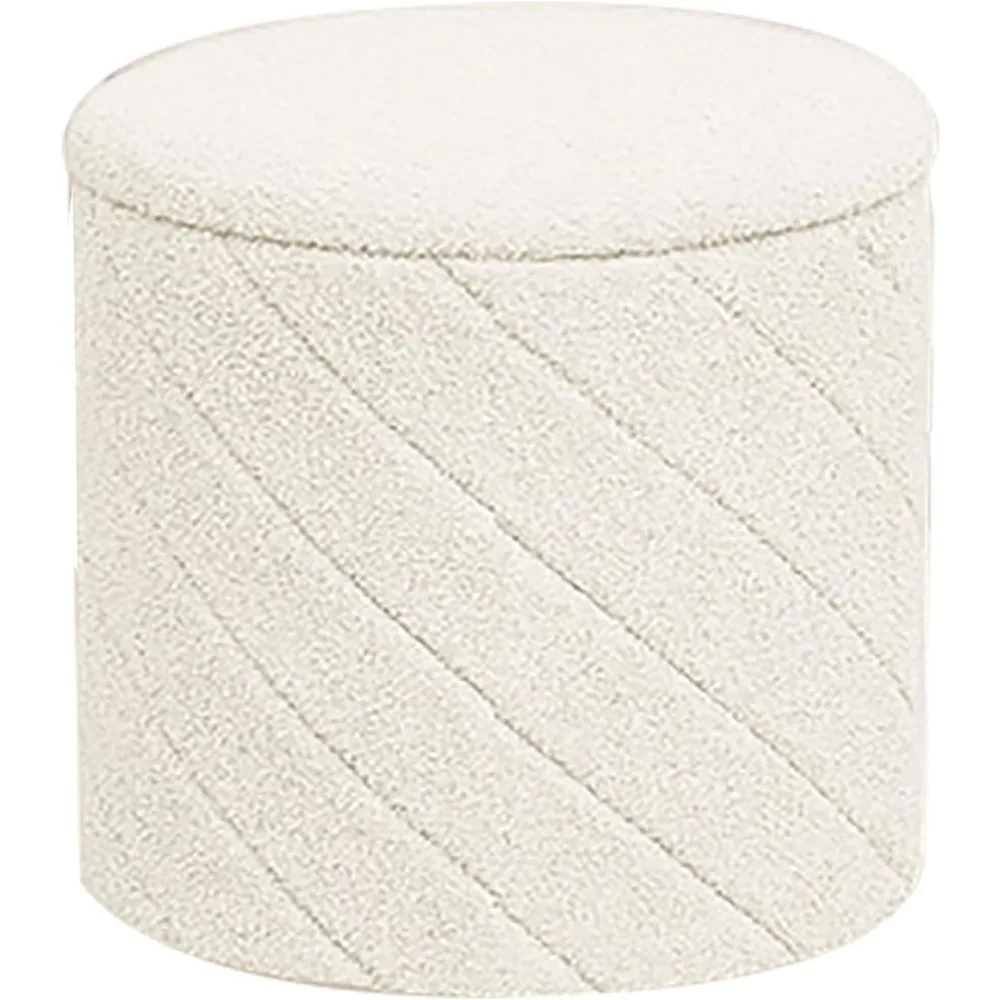 

PINPLUS Османский с Stroage Круглый пуфик и поднос Шерпа Съемный табурет для ног Журнальный столик для общежития, гостиной Белый,