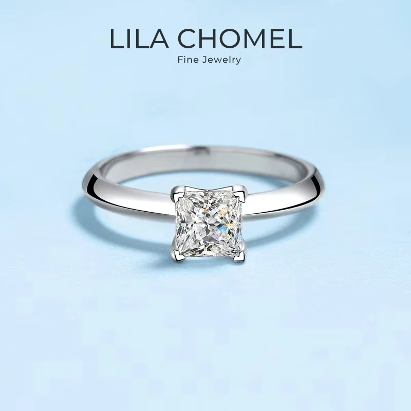 Engagement Women 18K White Gold Wedding Band 1/2CT Moissanite Diamond Girl Birthday Gift PT950 Platinum Valentine's Day Rings