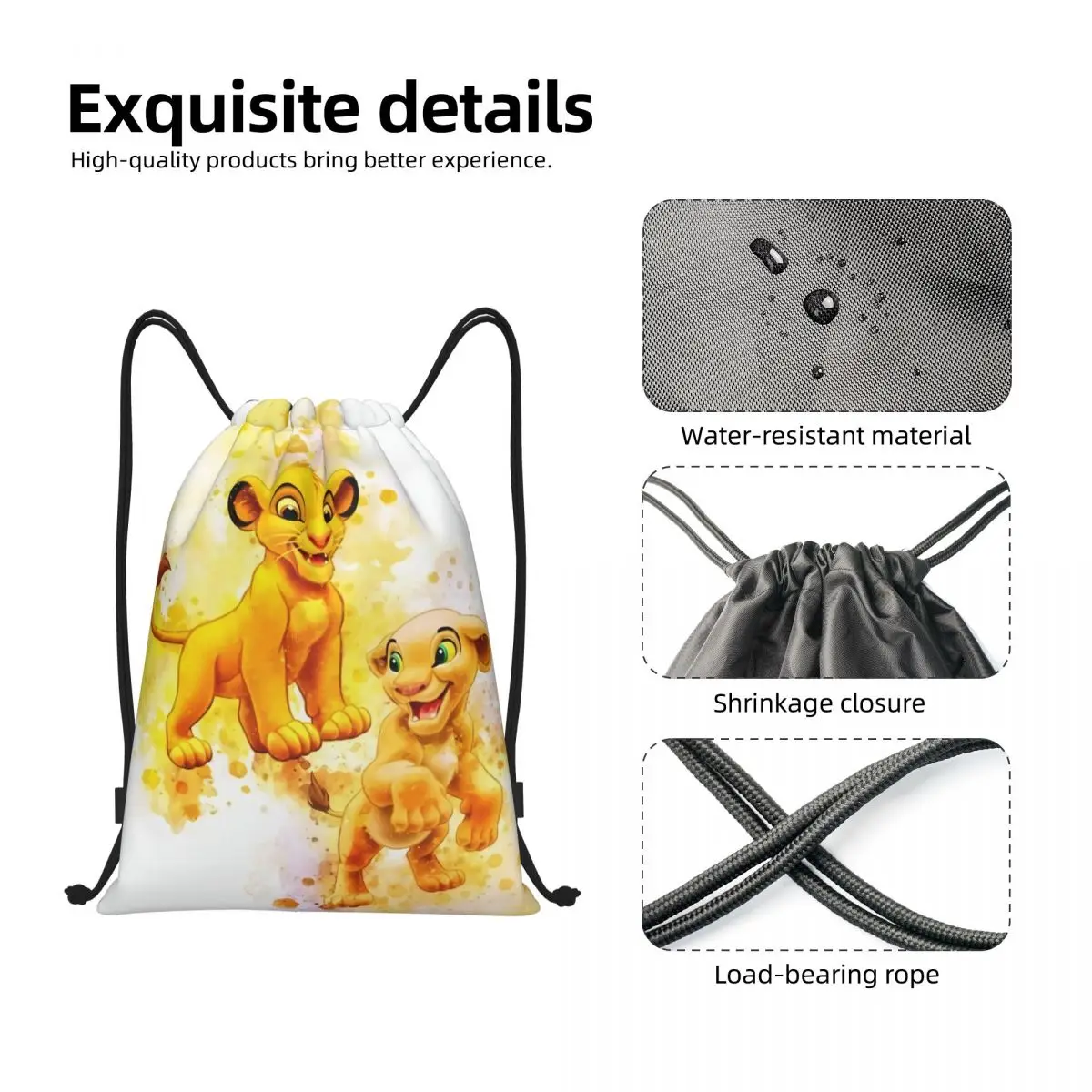 Custom King Lion Simba zaino con coulisse borse leggero Hakuna Matata Anime Movie Gym sport Sackpack Sacks per viaggiare