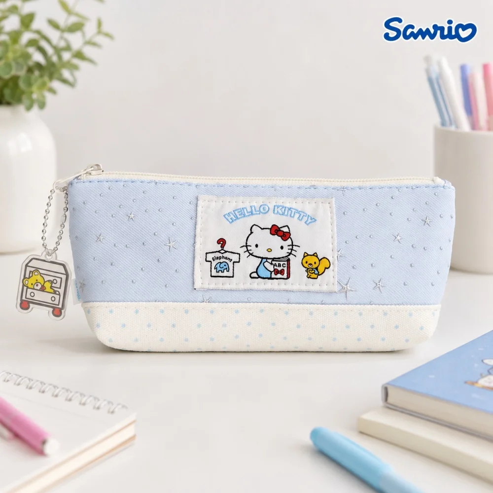 Genuine Hello Kitty Pencil Case Sanrio Cute Cloth Pen Pouch Stationery Organizer for Office School Daily Carry Women Gifts view 5
