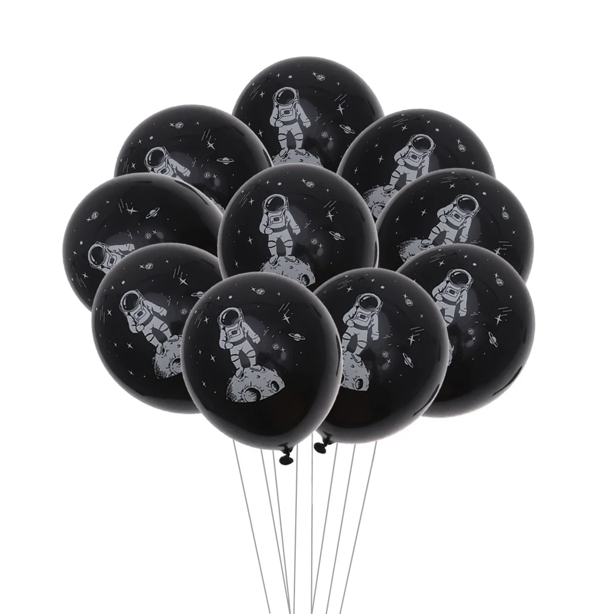 

10 PCS Latex Balloon Astronaut Balloons Decoration Black Emulsion Party Kit
