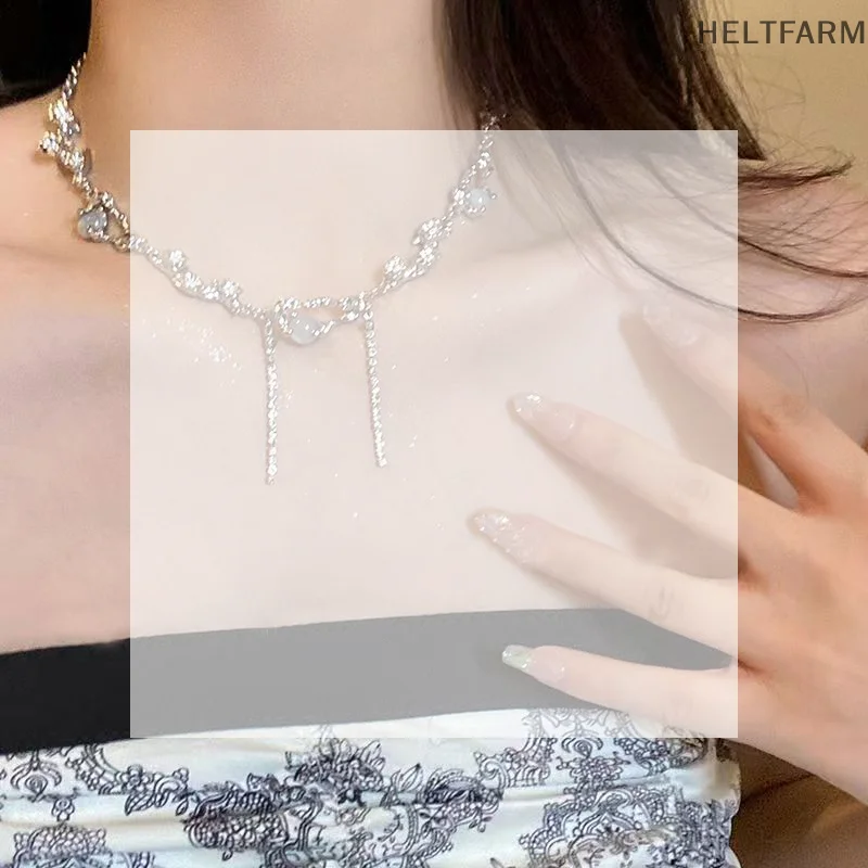 Sweet Irregular Minimalist Temperament Pearl Neck Chain Tassel Choker Necklaces for Women Anniversary Trendy Jewelry Gift