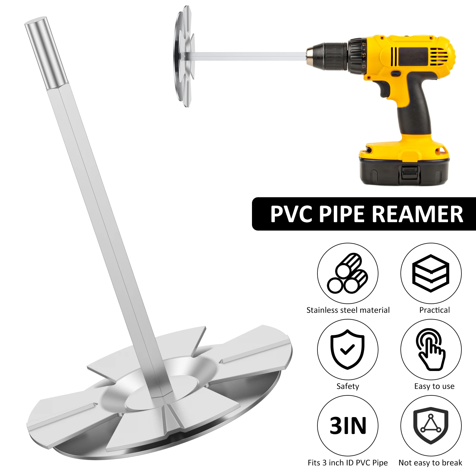 ท่อประปา Saver บิต3In สแตนเลสท่อ Reamer เครื่องมือสวมใส่ Professional ภายในท่อเครื่องมือสำหรับท่อพีวีซี
