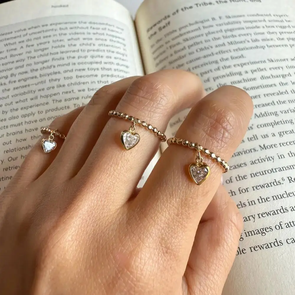 Lnkry Certified 6.5x6.5mm Heart Moissanite Ring 14k Gold Filled Round Bead Rings For Women Girls Unique Design Fine Jewelry 5