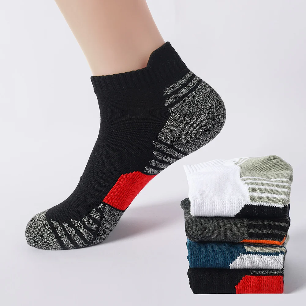 5 Paar Sport Söckchen Männer laufen niedrig geschnittene Baumwoll socken Outdoor Fitness atmungsaktive Socken Radfahren Reiten Fahrrad Fußball Sox