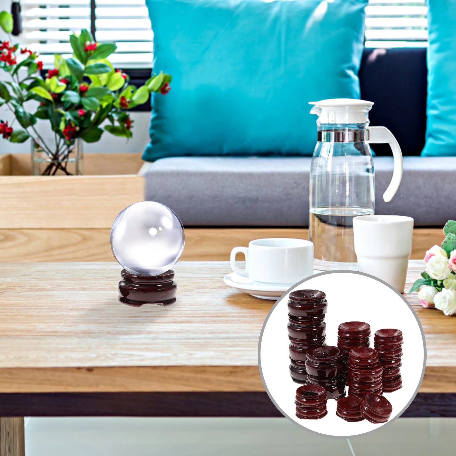 

24pcs Wooden Crystal Ball Stand Smooth Craftsmanship No Burrs Decorative Sphere Holder For Desktop Table Centerpiece Crystals