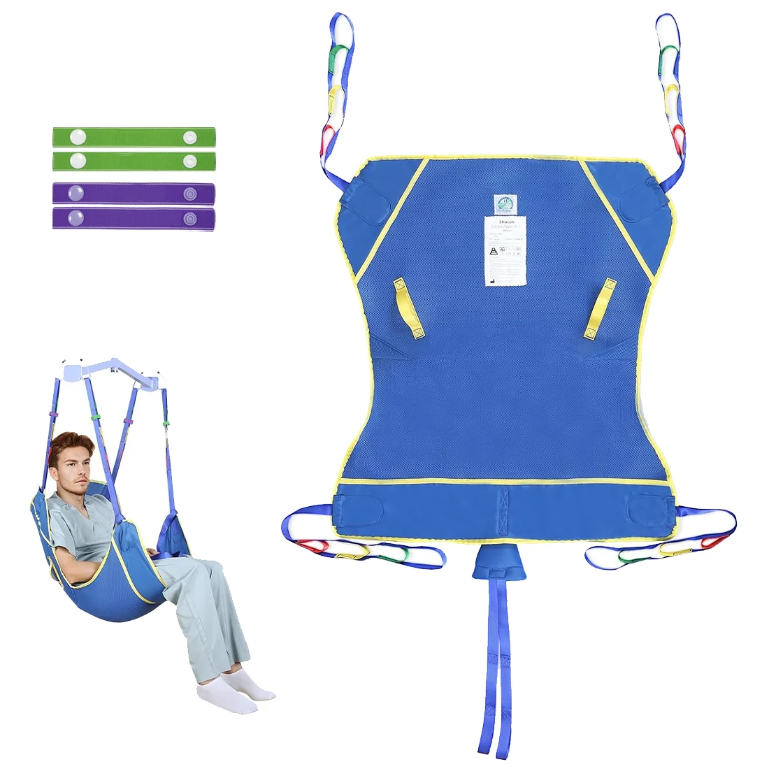 Ehucon Full Body Patient Lift Sling,Comfortable Padded Transfer Sling,Hoist Sling for Elderly Bedridden Patients Safe Moving