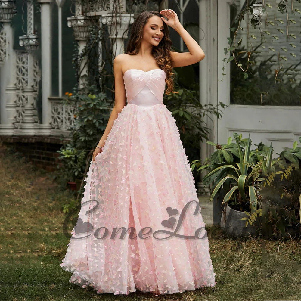 

Comelody Romantic Sweetheart Prom Dresses for Women Appliques Tiered Pleat Vestidos de Graduación Ceremony Party Custom Made