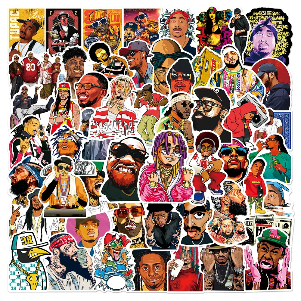 50pcs HipHop Rap Singer Rapper Stickers For Guitar Stationery Suitcase Sticker Vintage Craft Supplies Scrapbooking Materiales